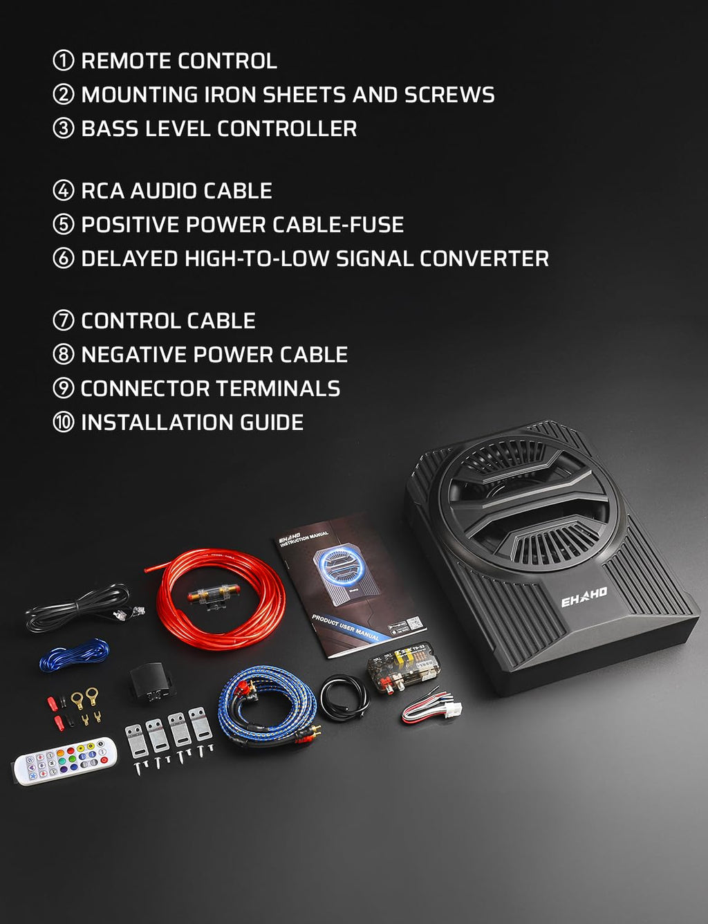 10" 2000W Underseat Car Subwoofer with RGB Lights H712
