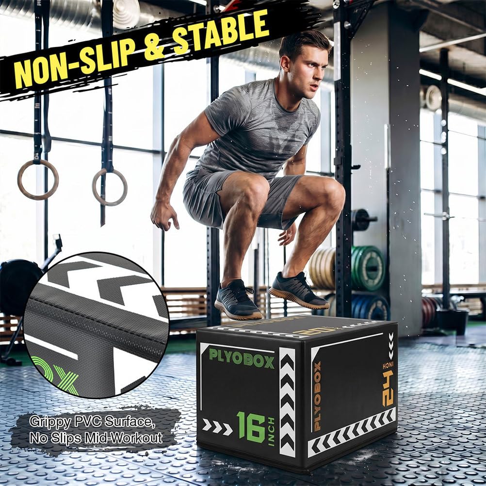 3-in-1 Foam Plyometric Jump Box, 16/20/24 Inch I391