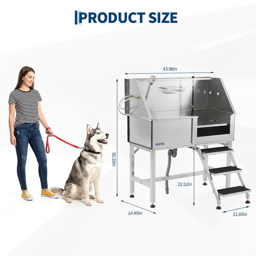 46 Inch Stainless Steel Dog Washing Station with Access Stairs K217423