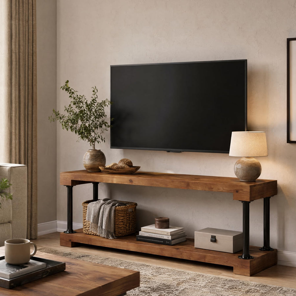 Solid Wood TV Stand for 75-Inch TV T5743