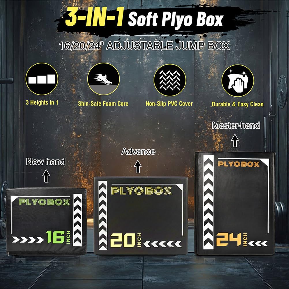 3-in-1 Foam Plyometric Jump Box, 16/20/24 Inch I391