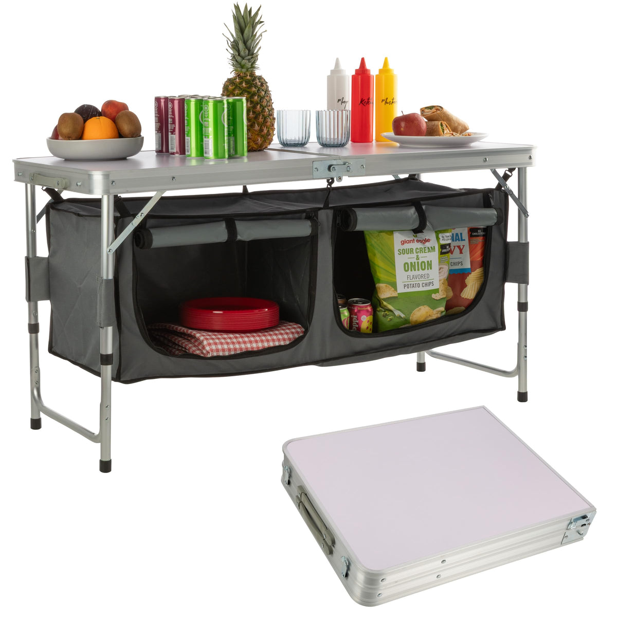 Folding Camping Table with Storage P750403