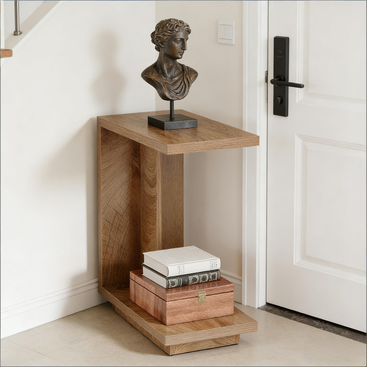 C-Shaped Side Table with Hidden Storage O692584