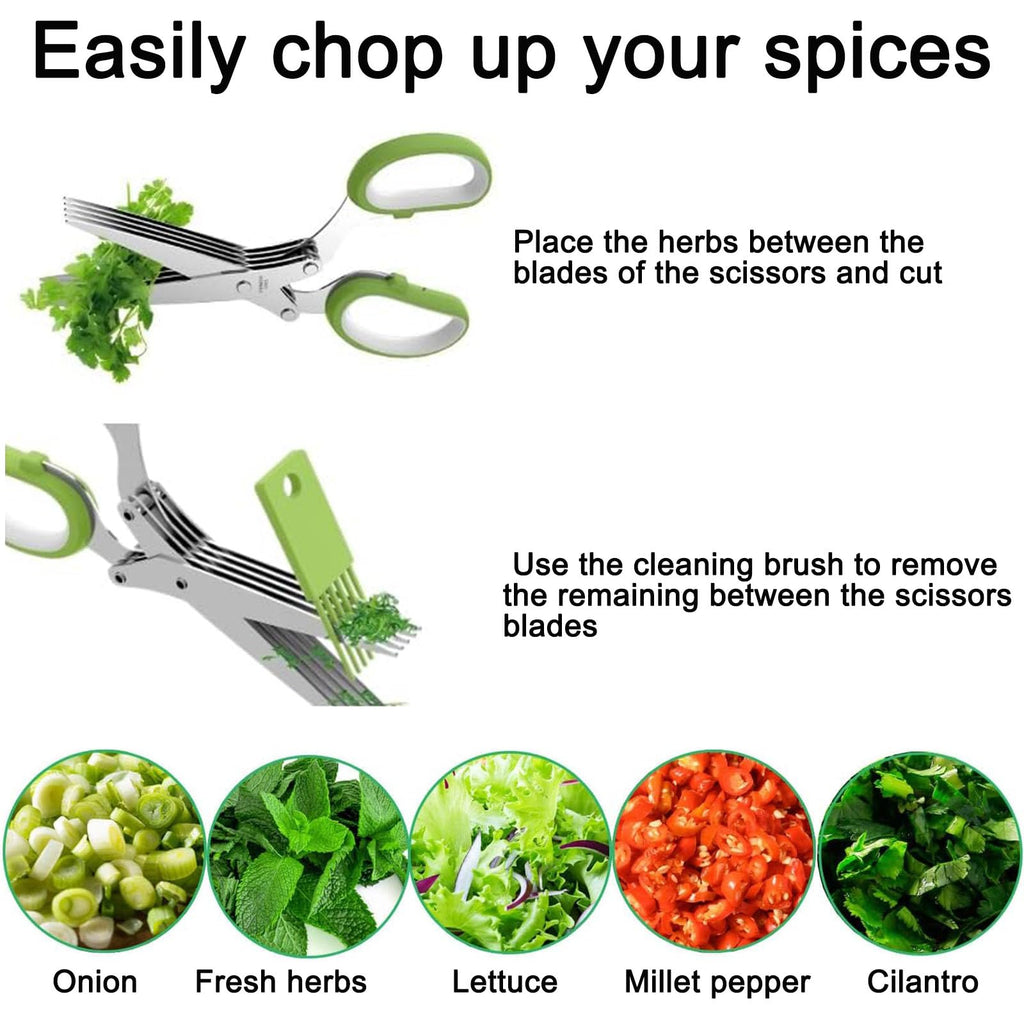 Stainless Steel 2 in 1 Garlic Press and Herb Scissors C899