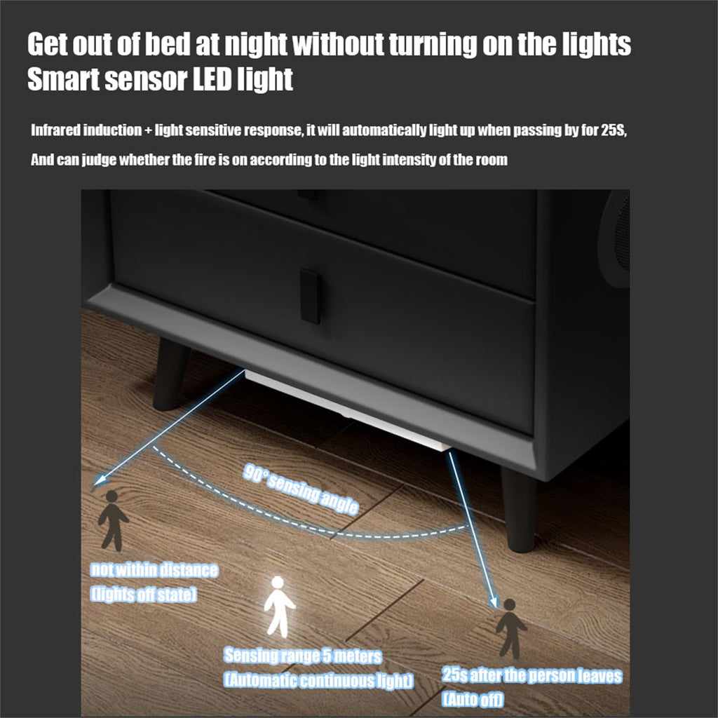 Gray Nightstand with Fingerprint Lock and Wireless Charging Y32589