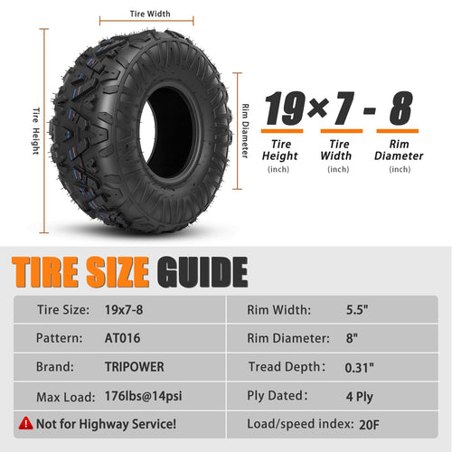 19x7-8 All-Terrain ATV/UTV Tires Set of 2 S2510