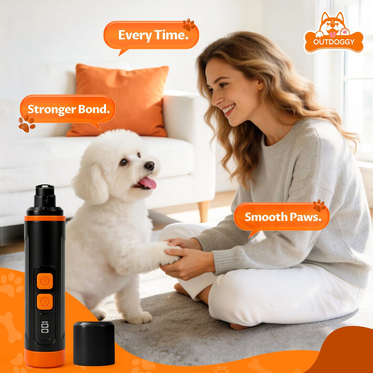 Dog Nail Grinder, Quiet 3-Speed with LED & Safety Guard O435058
