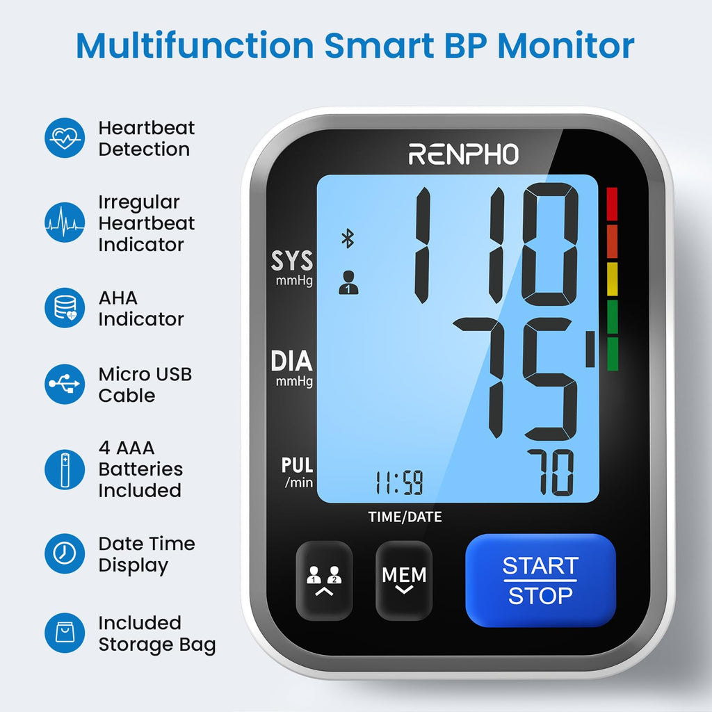 Smart Blood Pressure Monitor with Wide Cuff G139
