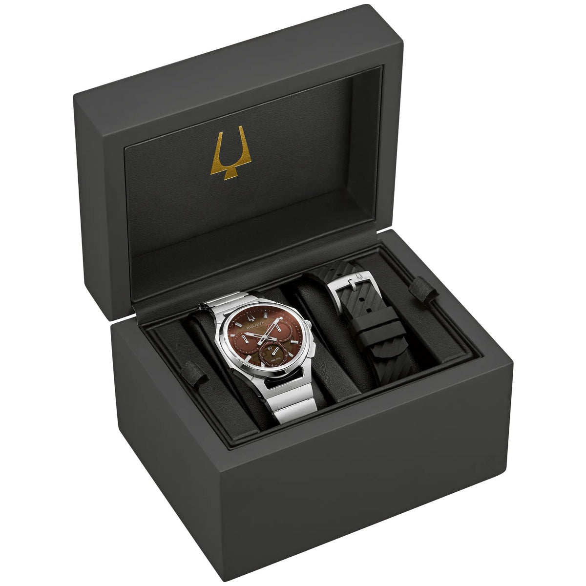 Brown Dial Stainless Steel Chronograph Watch Set 41.5mm T36844