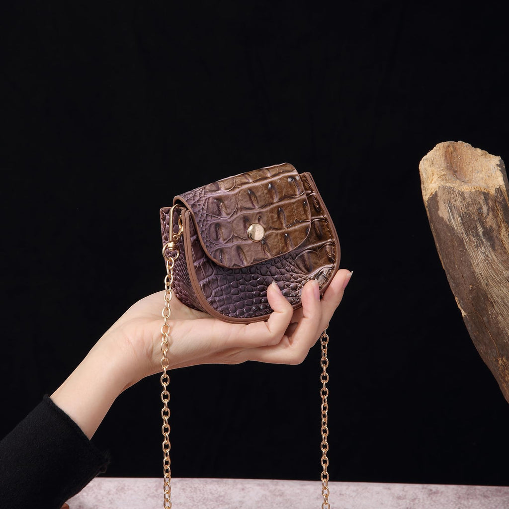 Mini Crocodile Embossed Leather Clutch I946