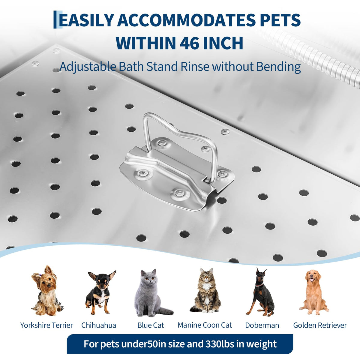 46 Inch Stainless Steel Dog Washing Station with Access Stairs K217423