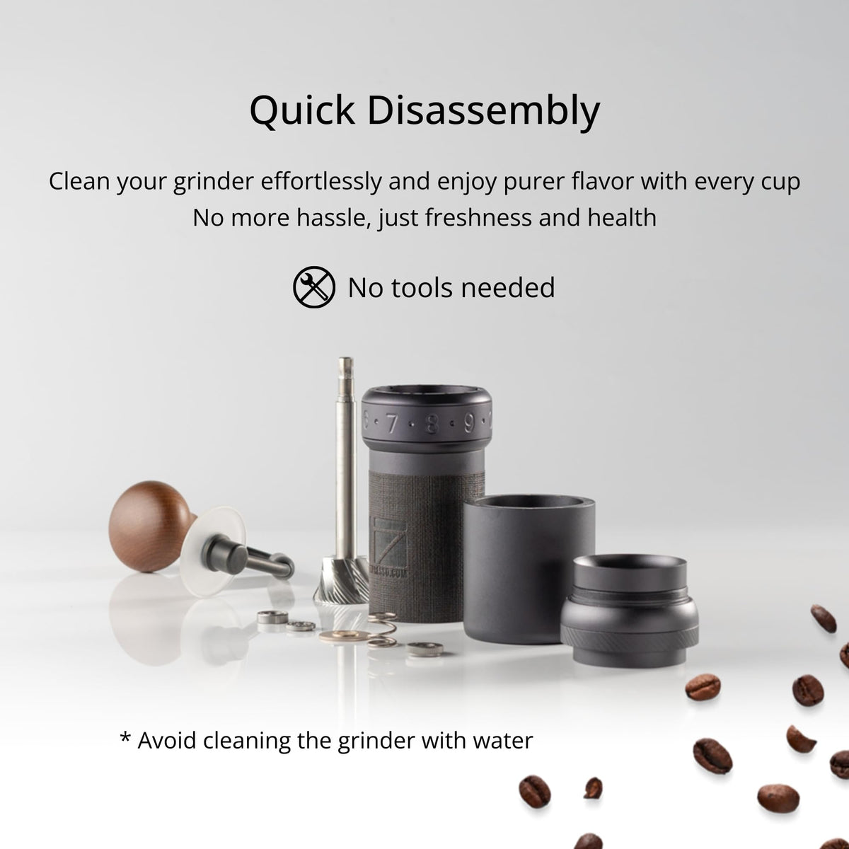 Manual Coffee Grinder Silver with Carrying Case Stainless Steel Conical Burr D8053