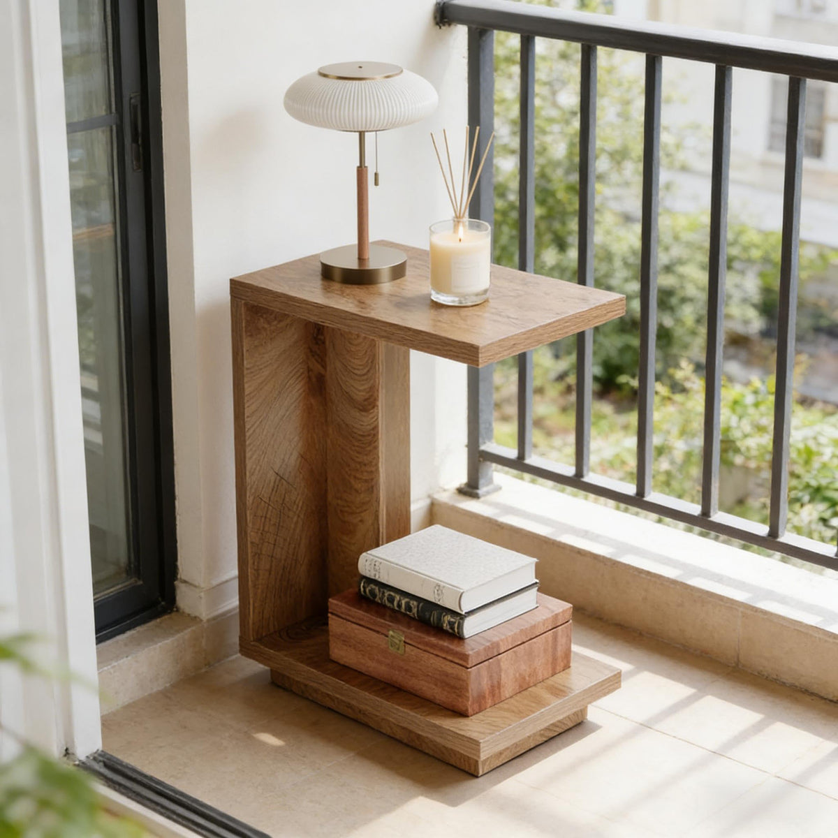 C-Shaped Side Table with Hidden Storage O692584