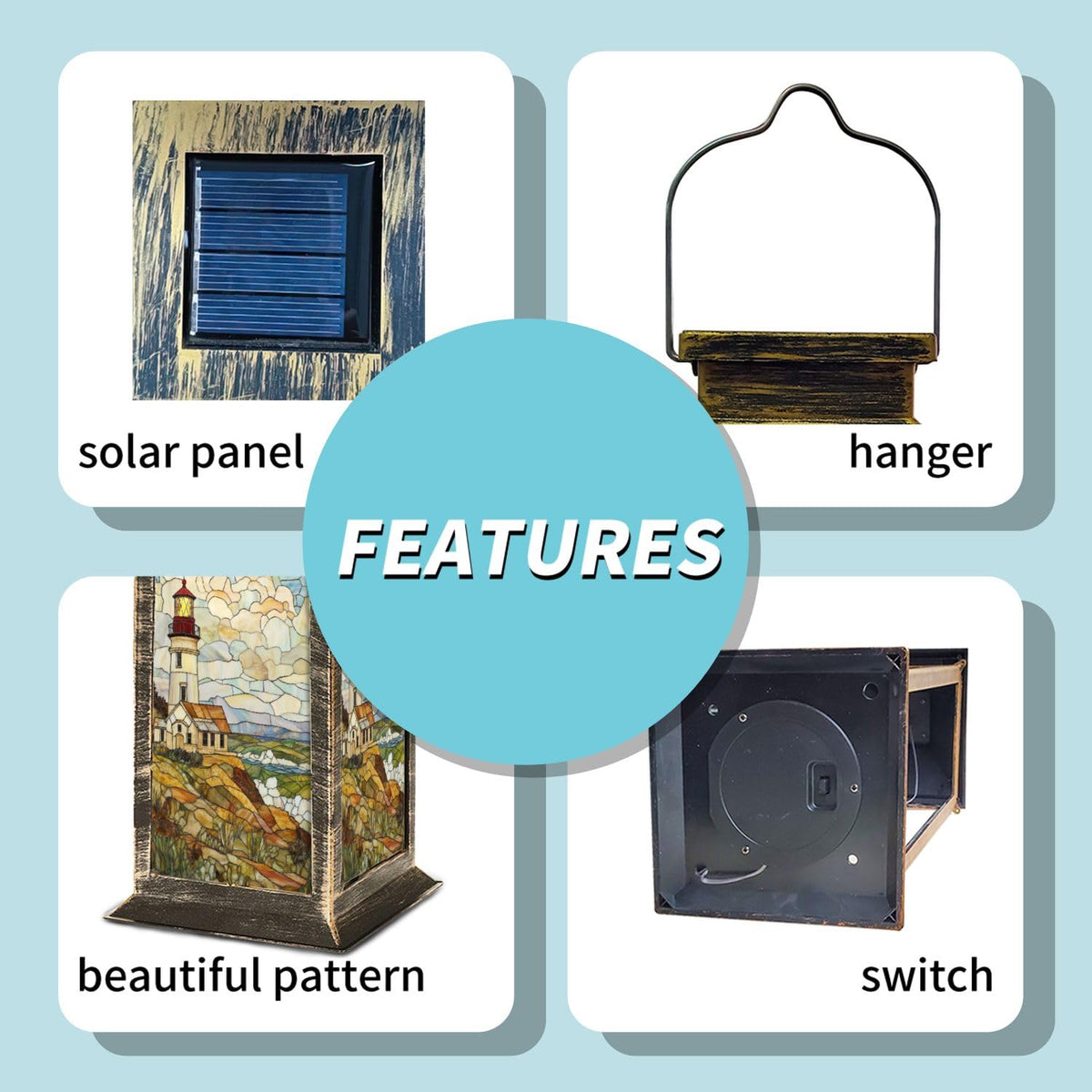 Solar Powered Outdoor Waterproof Hanging Lantern 1 Pack D46988