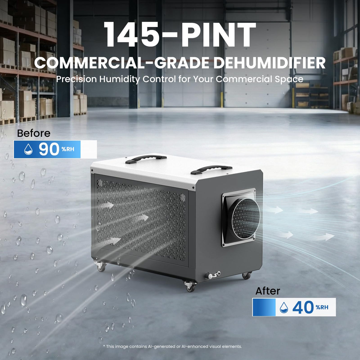 145 Pints Commercial Dehumidifier with Pump & Drain O86431