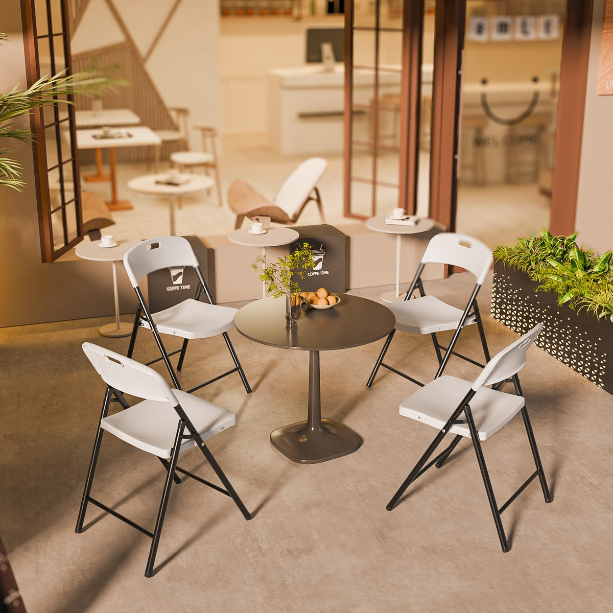 White Plastic Folding Chairs 10-Pack N768