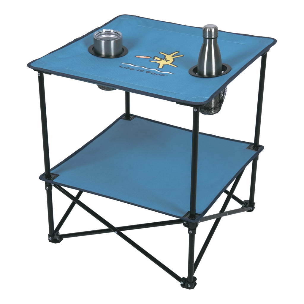 22” Square Compact Outdoor Folding Table with Cup Holders and Carry Bag X572
