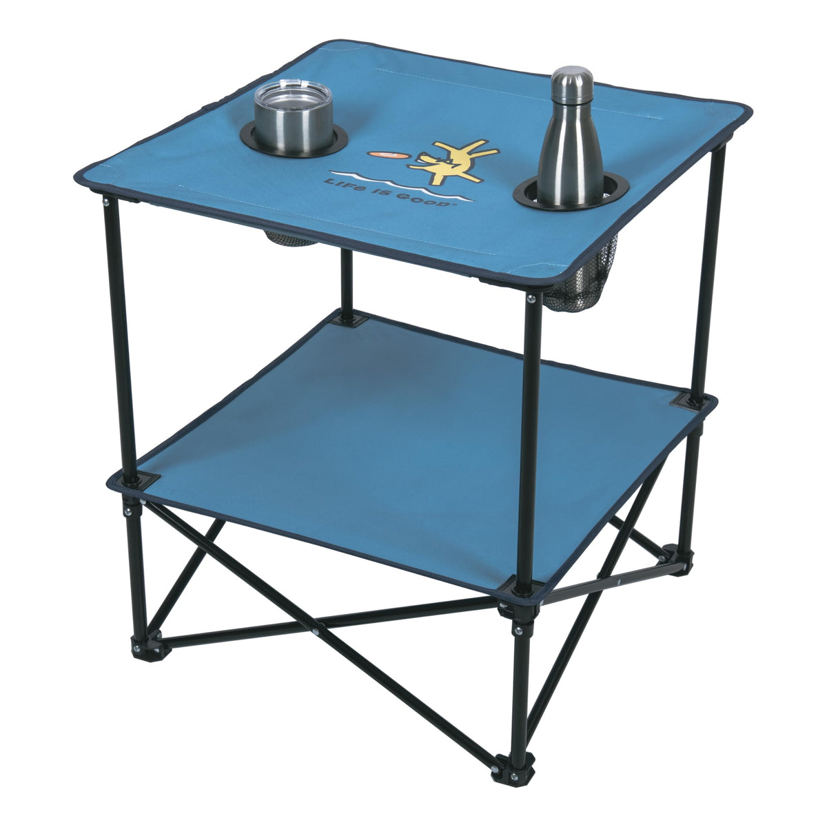 22” Square Compact Outdoor Folding Table with Cup Holders and Carry Bag X572