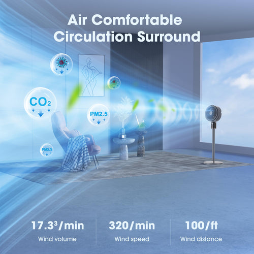 100ft Oscillating Standing Fan with Adjustable Height K84254