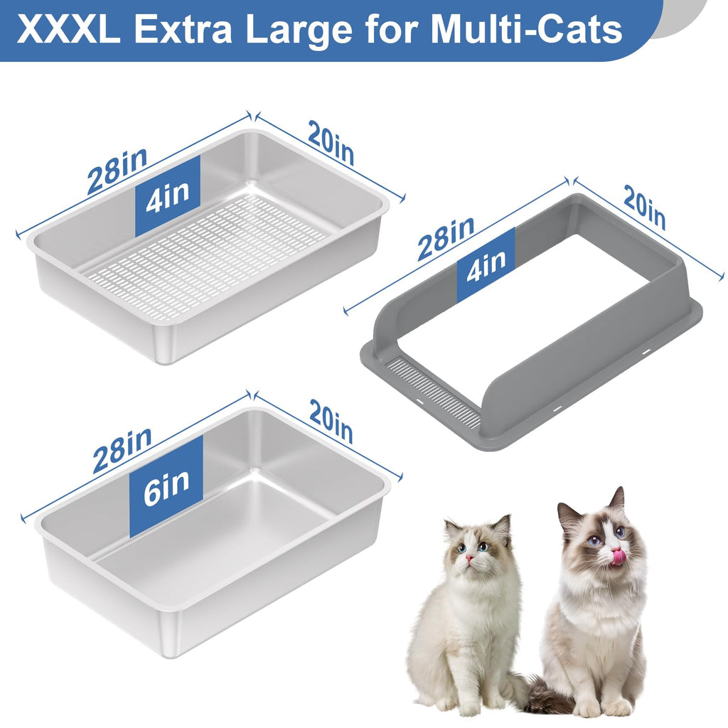 XXXL Stainless Steel Sifting Cat Litter Box with Lid B3578