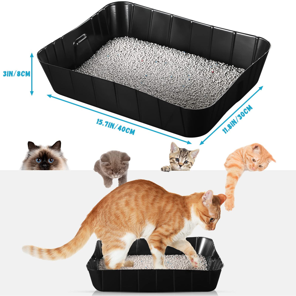 Black Disposable Litter Box for Cats P3531