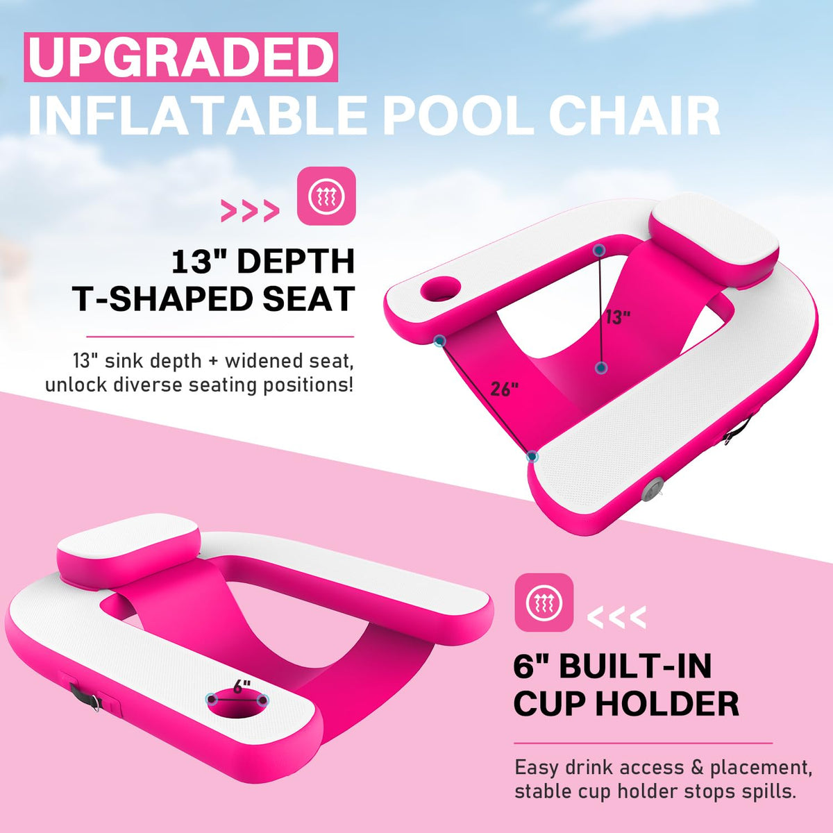 Pool Floats with Cup Holder & Headrest T18319