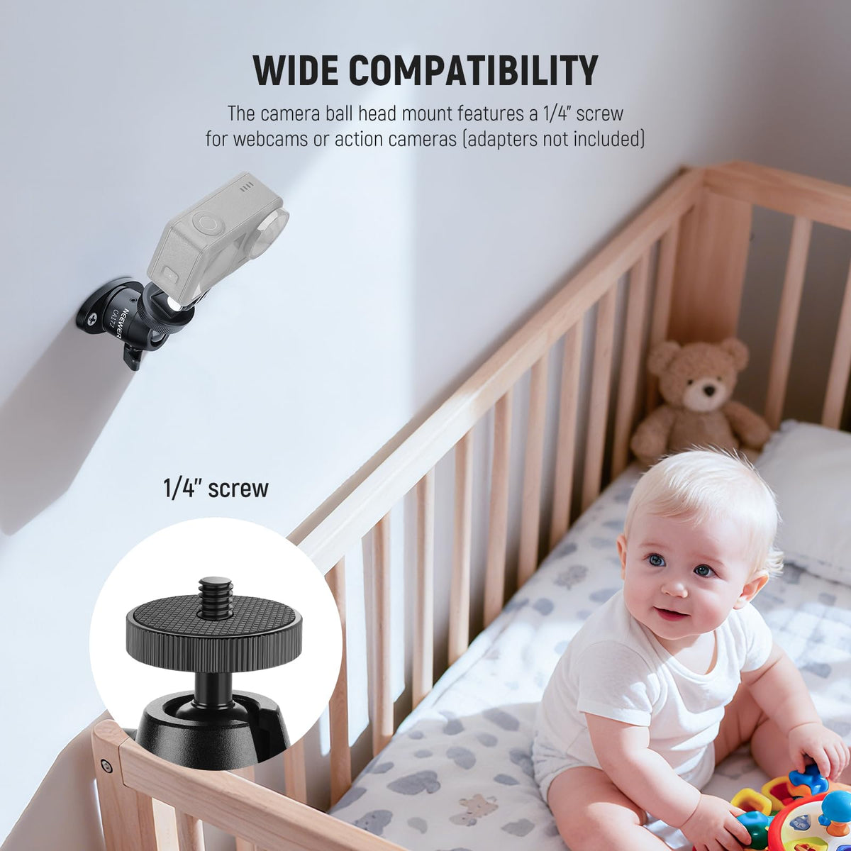 Webcam Wall Ceiling Mount Bracket, Aluminum Alloy Mini Ball Head D361510