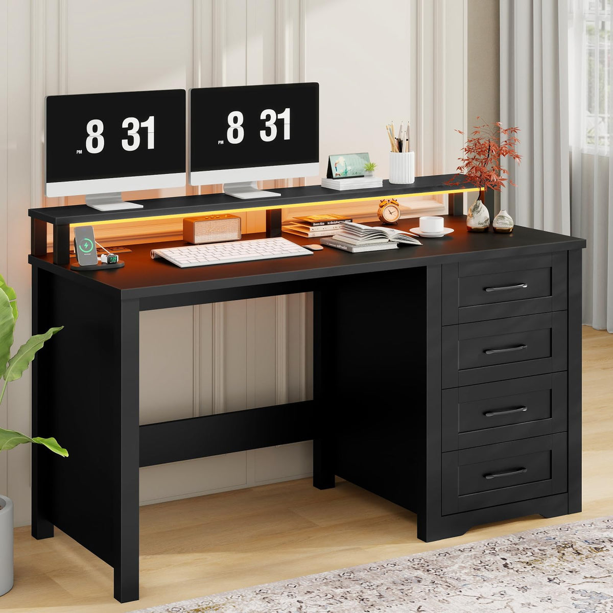 47" Farmhouse Executive Desk with 4 Drawers B9903