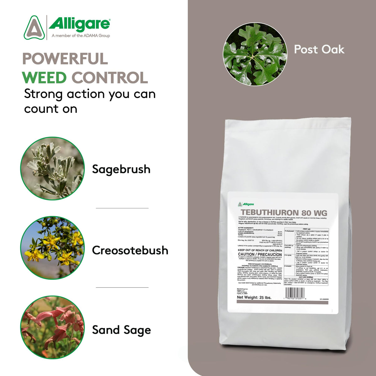 Tebuthiuron 80 WG Granular Herbicide Weed Killer 25 lb D44612