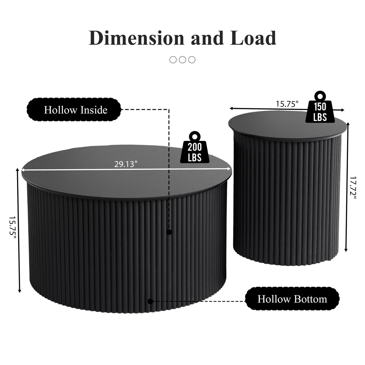 Fluted Round Nesting Coffee Table Set of 2 D5113
