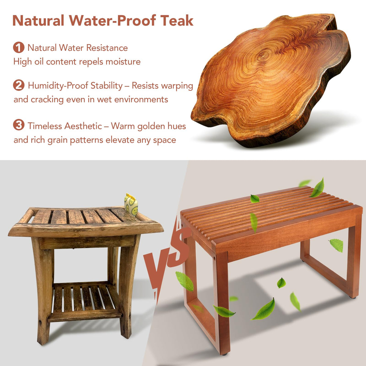 Teak Shower Bench H2560