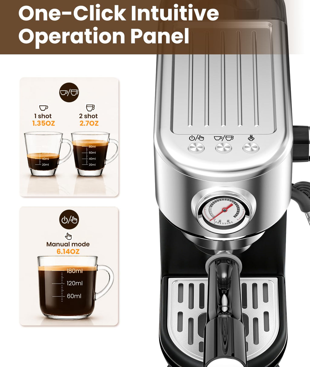 20 Bar Espresso Coffee Machine with Milk Frother Y778
