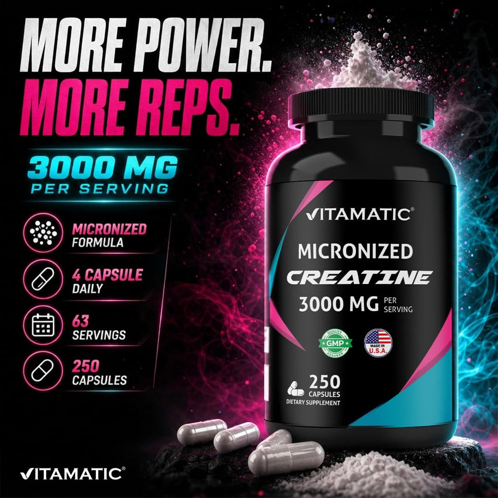 Micronized Creatine Monohydrate 3000 mg 250 Capsules V48910