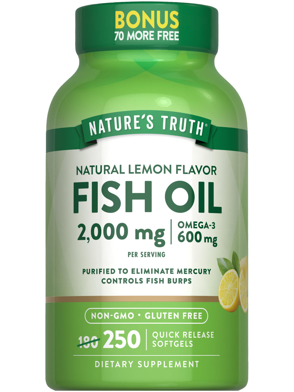 Fish Oil 2000 mg 600 mg Omega 3 250 Softgels V5487