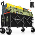 34'' Extra Long Folding Wagon Wide Wheels 120L 360LBS Black Y2168