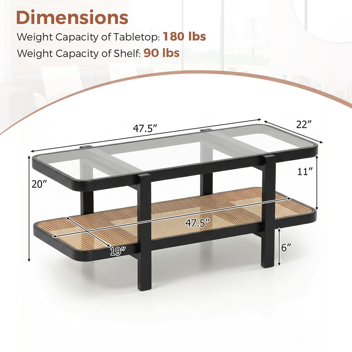Black Rattan Coffee Table G611920