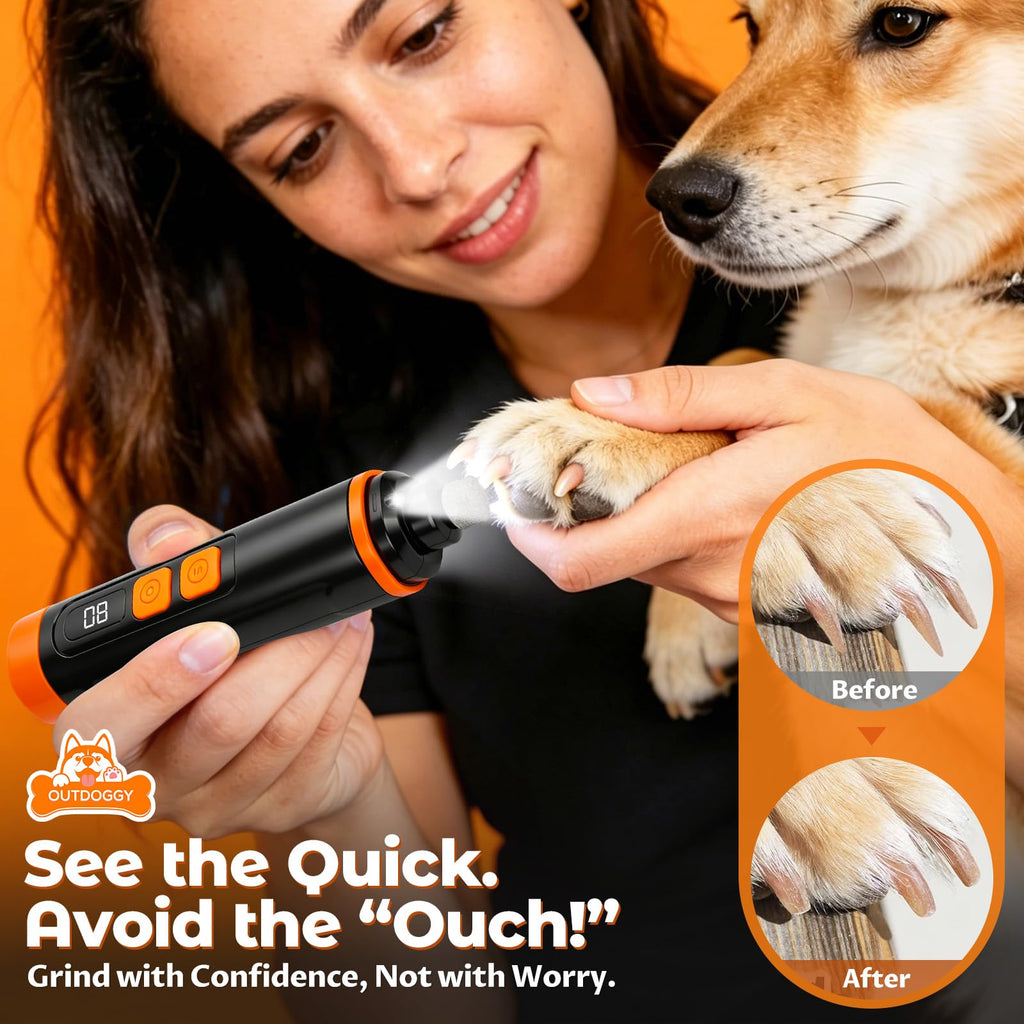 Dog Nail Grinder, Quiet 3-Speed with LED & Safety Guard O435058