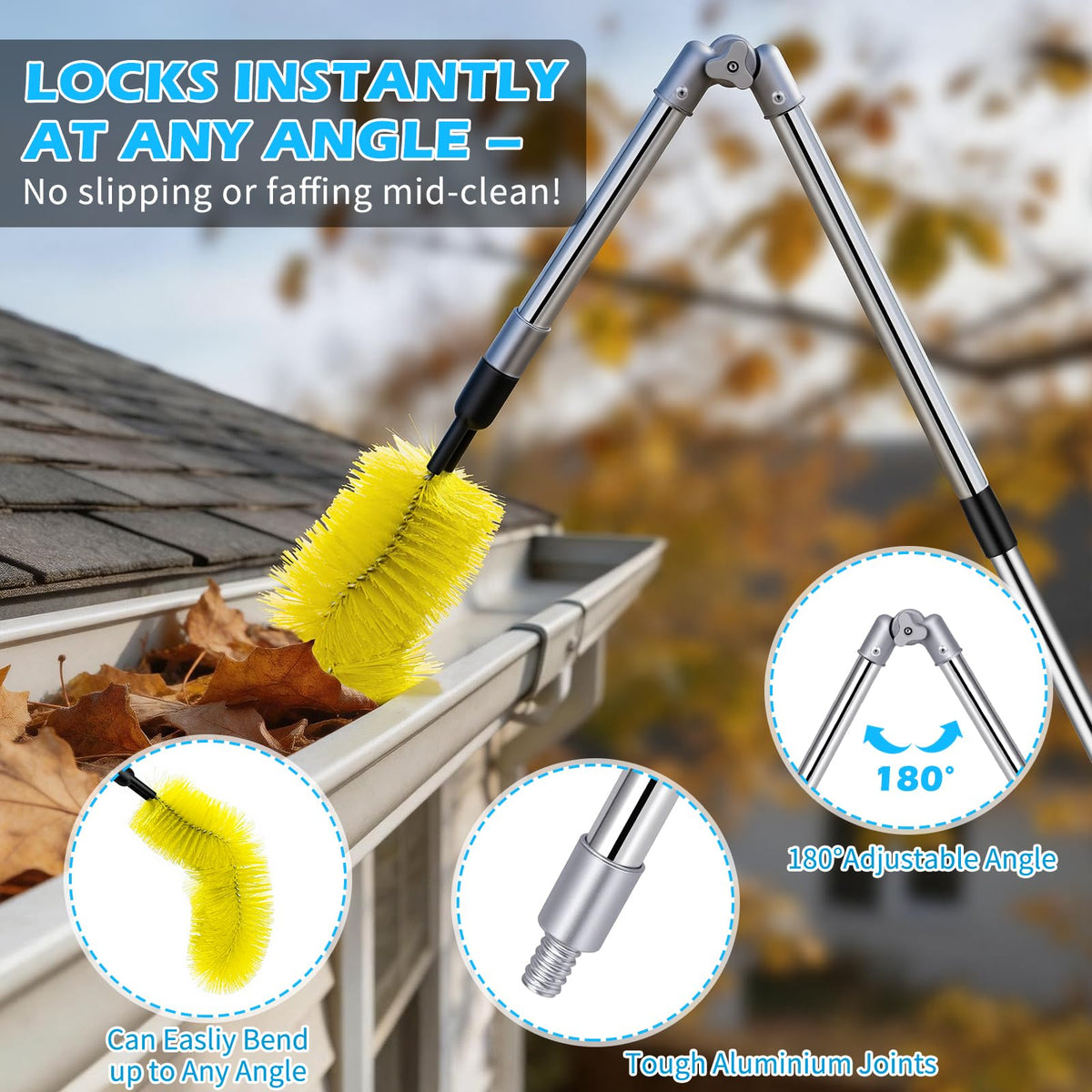 13FT Adjustable Gutter Cleaning Brush Kit with Shovel V97983