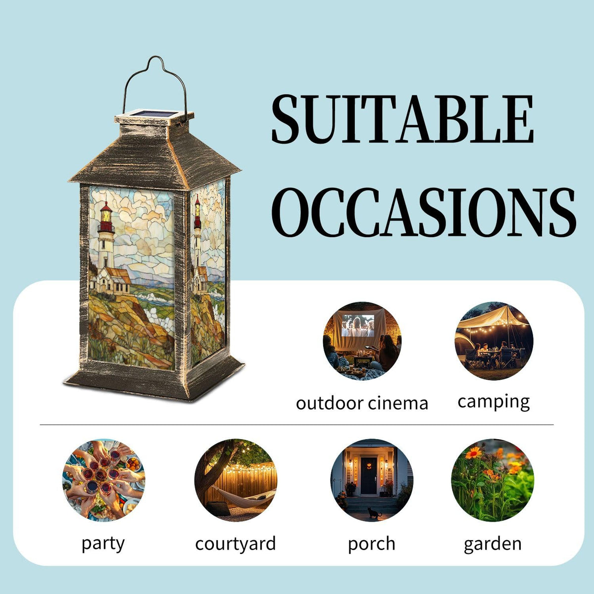 Solar Powered Outdoor Waterproof Hanging Lantern 1 Pack D46988