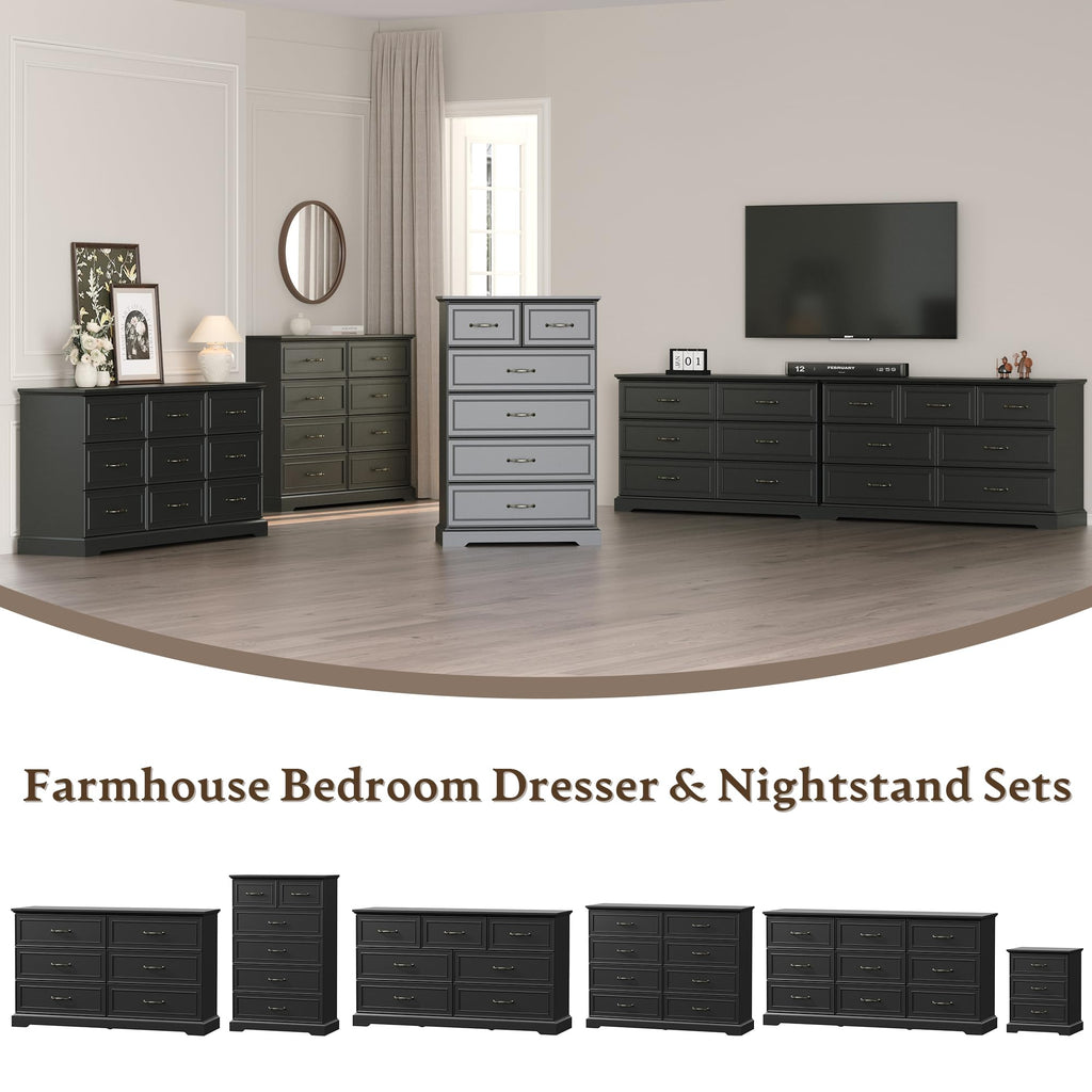 Black 3 Drawer Wood Dresser U907