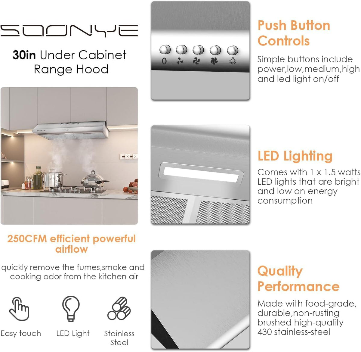 30 inch Stainless Steel Under Cabinet Range Hood R4508