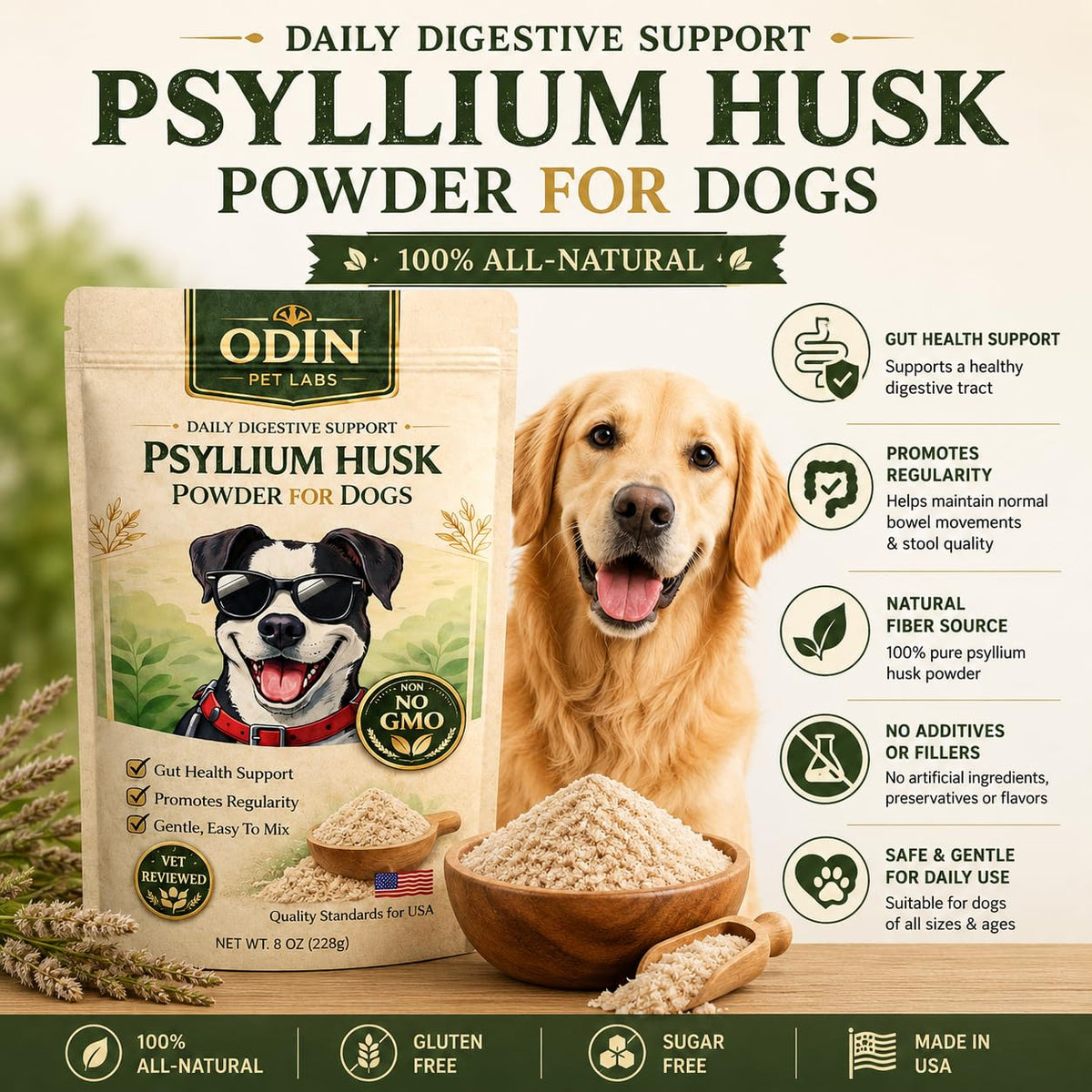 Psyllium Husk Powder for Dogs 9 oz H163