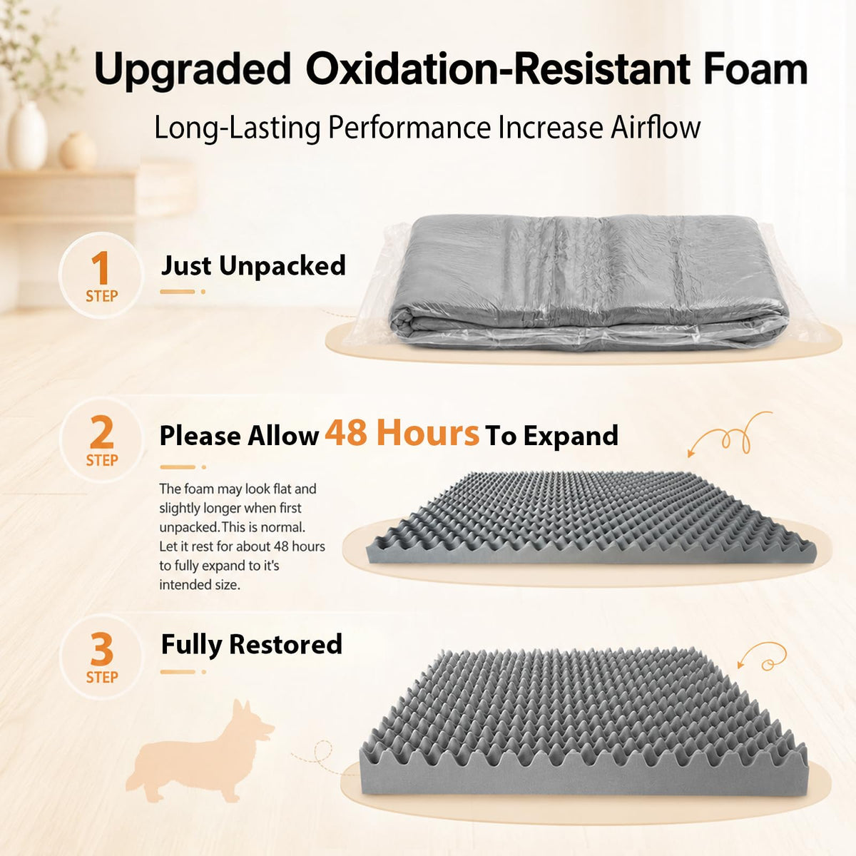 Light Grey 36 x 27 Inch Orthopedic Dog Bed W6911