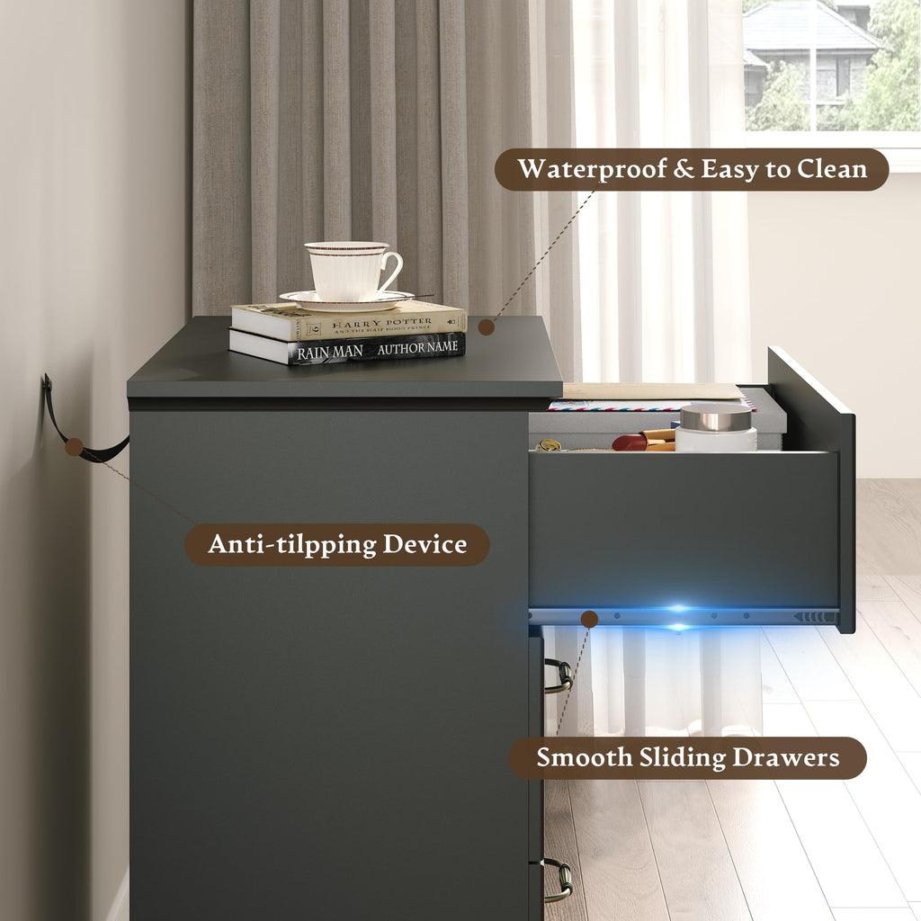 Black 3 Drawer Wood Dresser U907