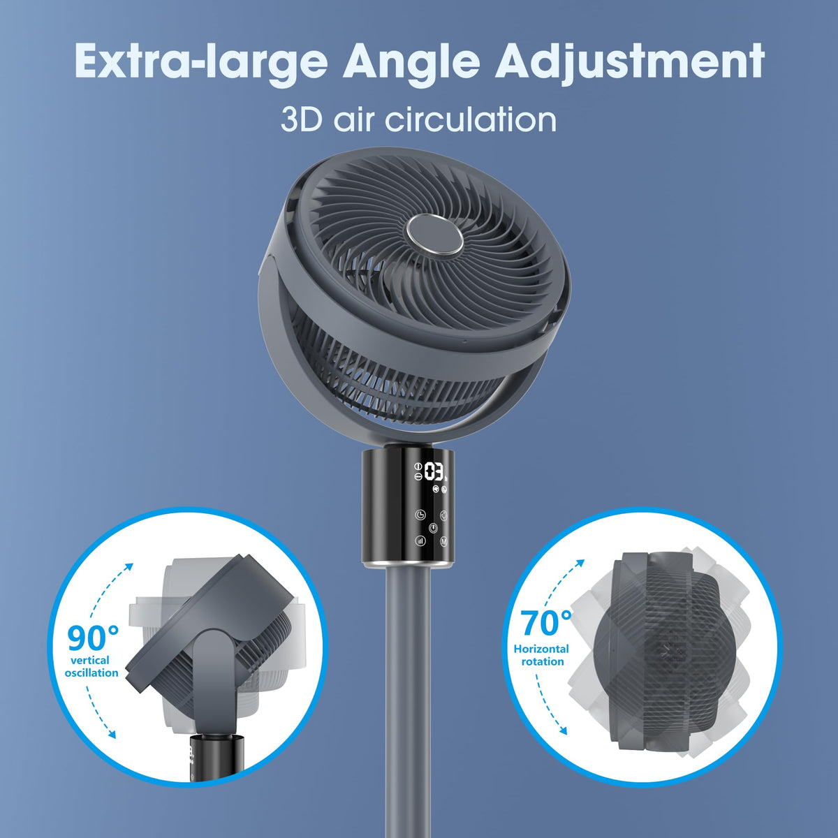 100ft Oscillating Standing Fan with Adjustable Height K84254
