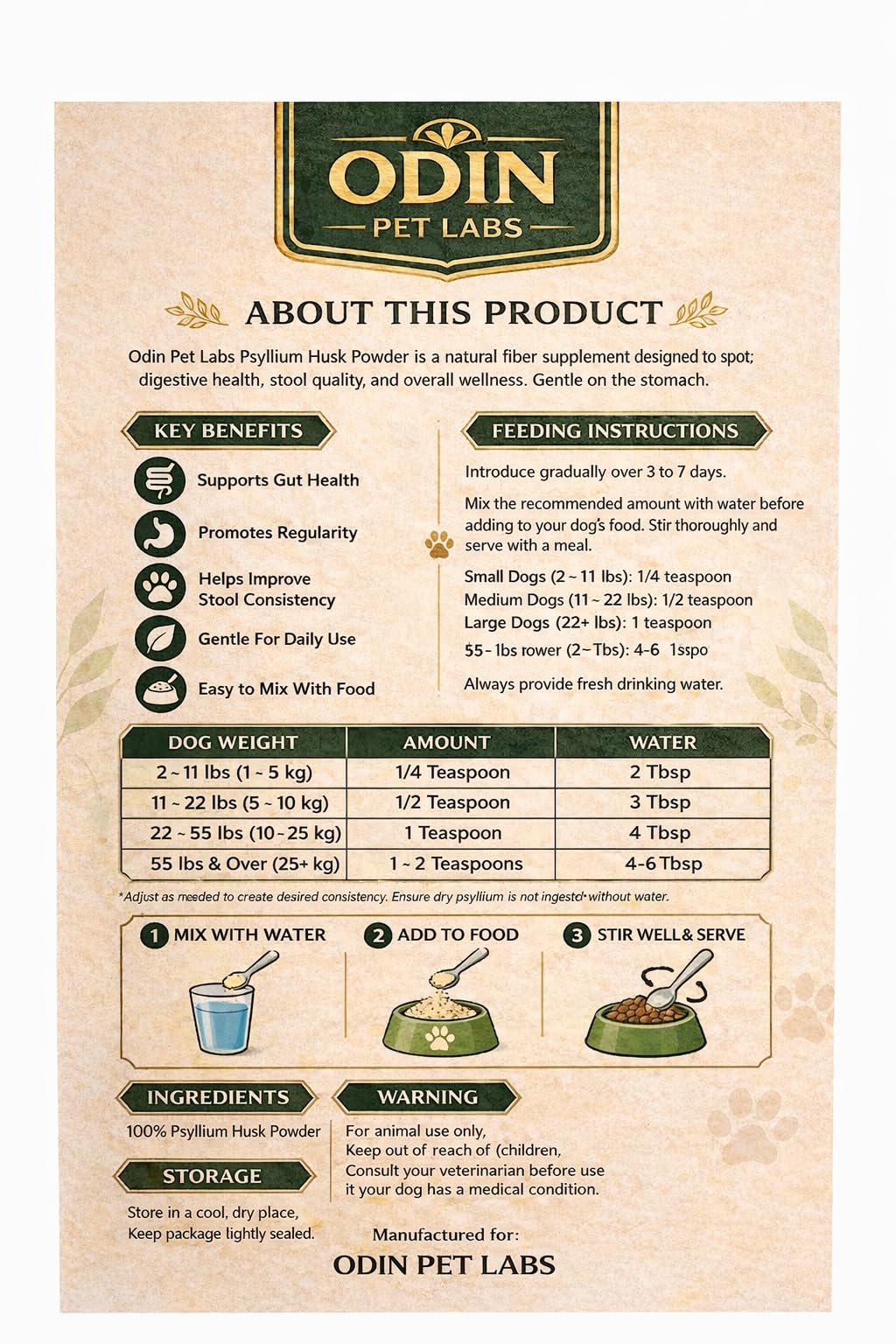 Psyllium Husk Powder for Dogs 9 oz H163