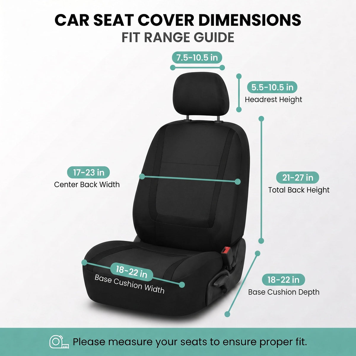 Cloth Car Seat Covers Front Set Black O5761