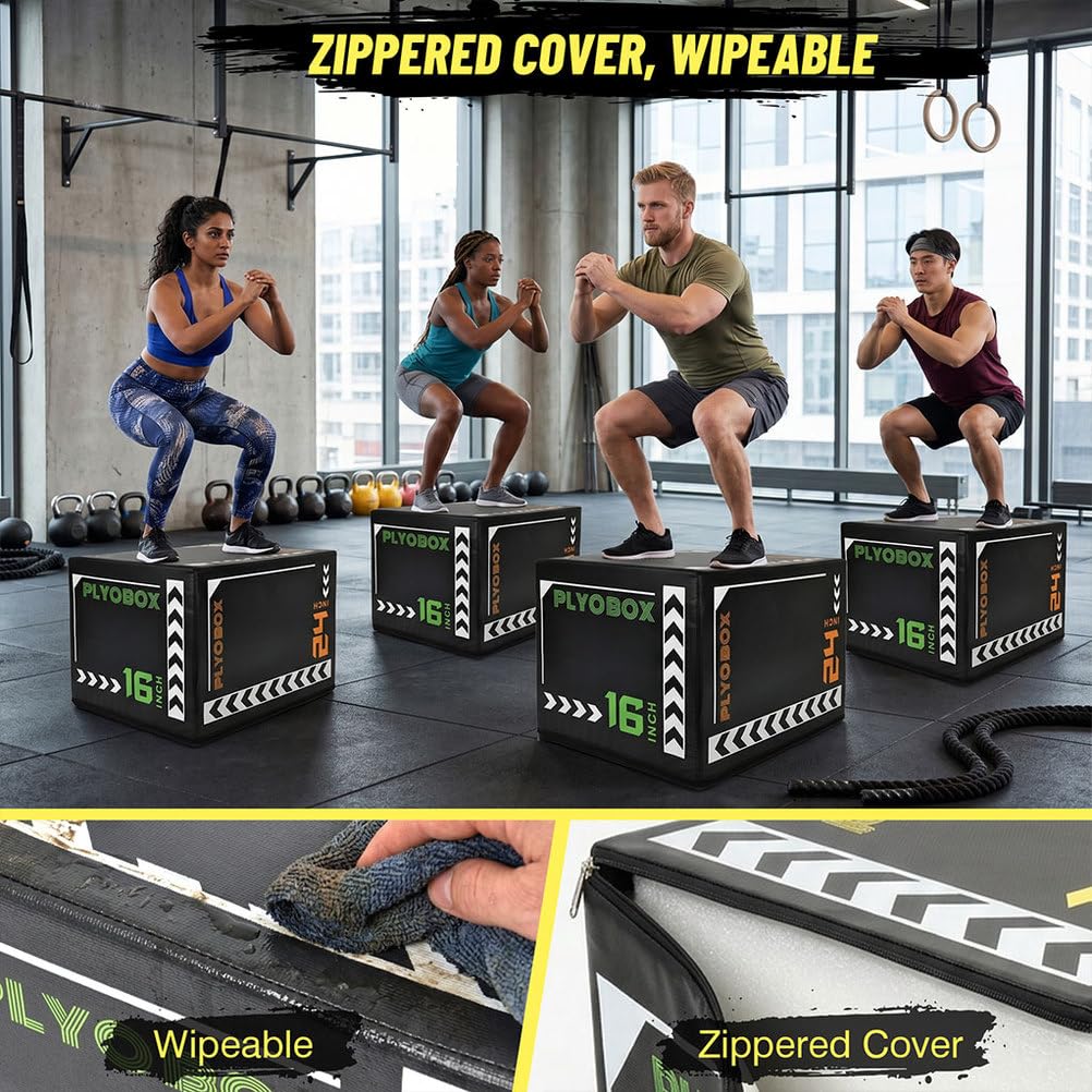 3-in-1 Foam Plyometric Jump Box, 16/20/24 Inch I391