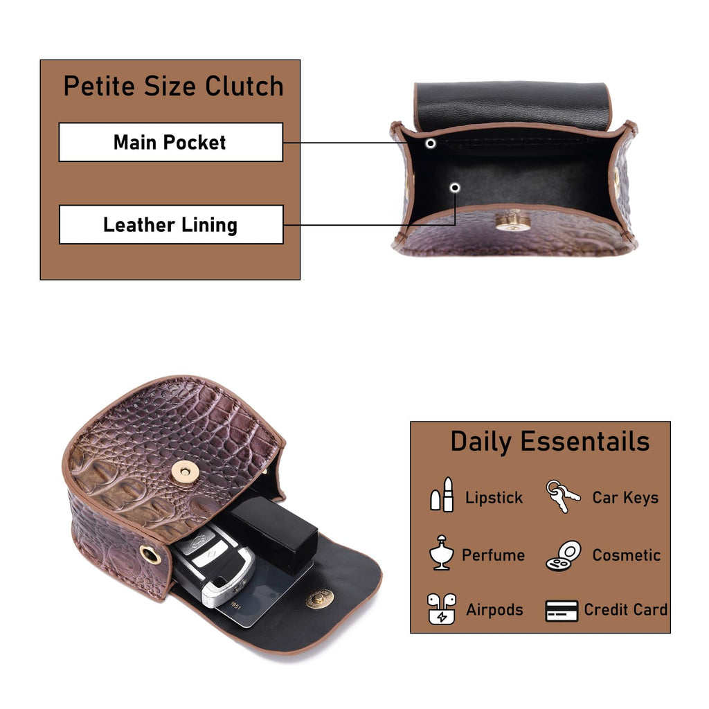 Mini Crocodile Embossed Leather Clutch I946