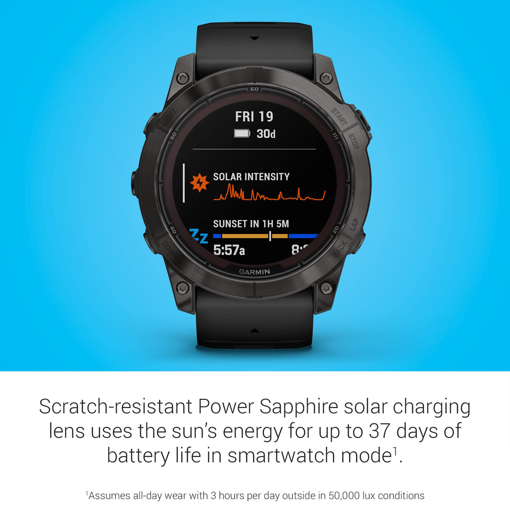 Multisport GPS Smartwatch with Flashlight, Solar Charging, Black Q194978